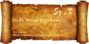 Székely Koletta névjegykártya